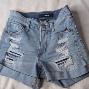 AERO Women's Distressed Denim Shorts - Light Blue